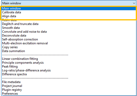 Main menu dropdown