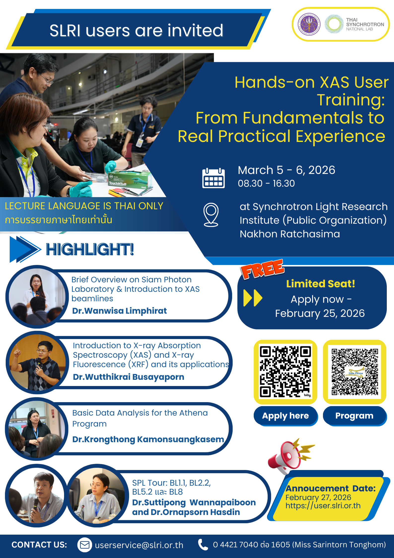 2026 04 sra xas Poster XAS Training