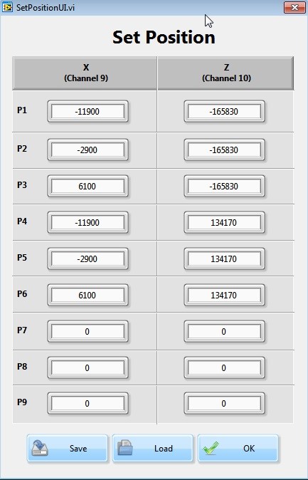 Screen shot: scan parameters section