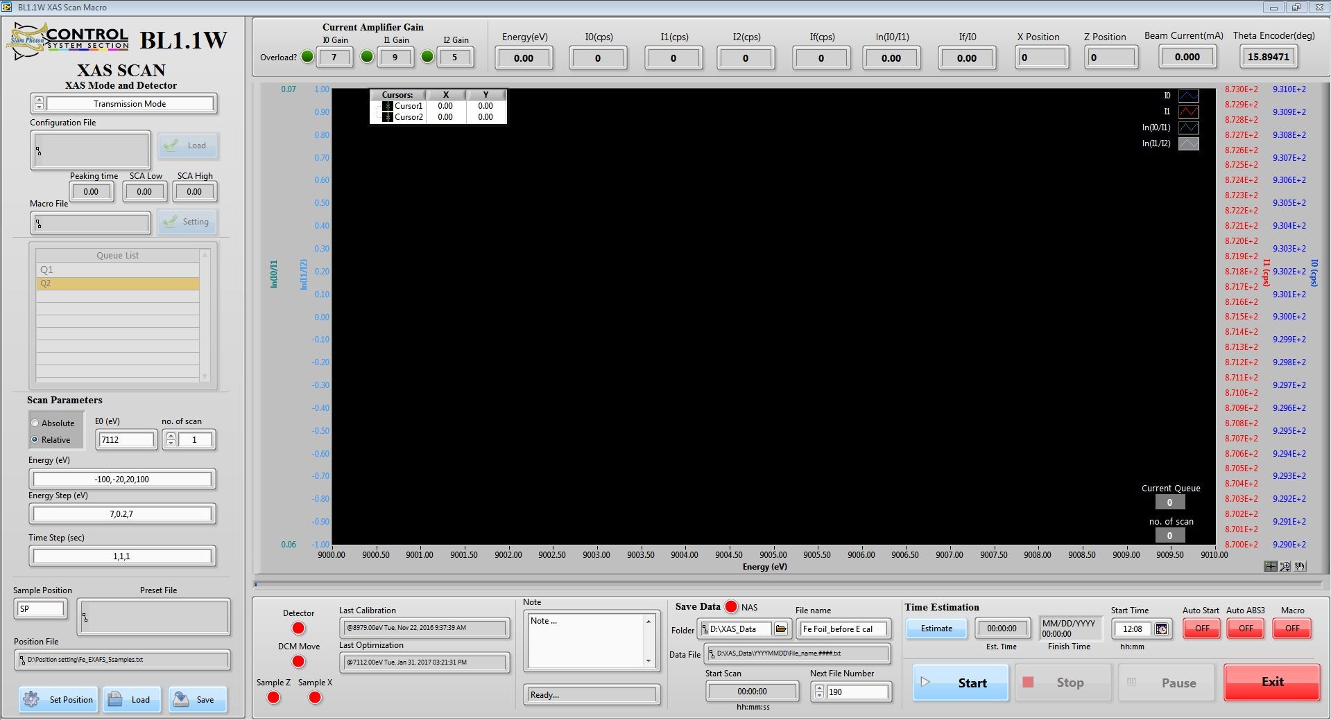 Screen shot: XASscan
