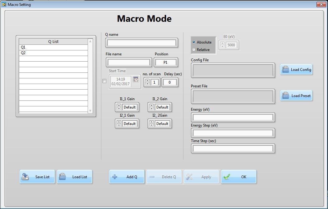 Screen shot: macro mode setting